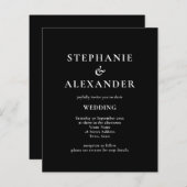 Budget Modern QR Code Black White Wedding Invite (Voorkant / Achterkant)