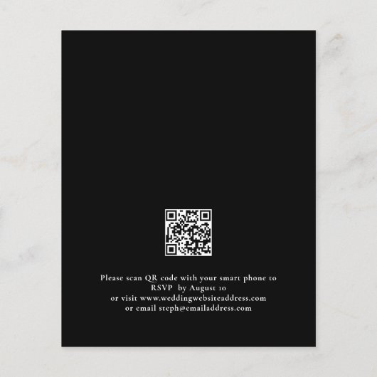 Budget Modern QR Code Black White Wedding Invite (Achterkant)