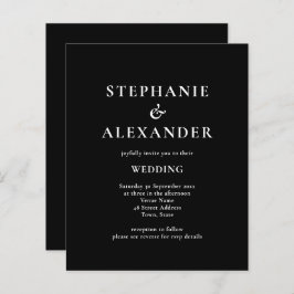 Budget Modern QR Code Black White Wedding Invite