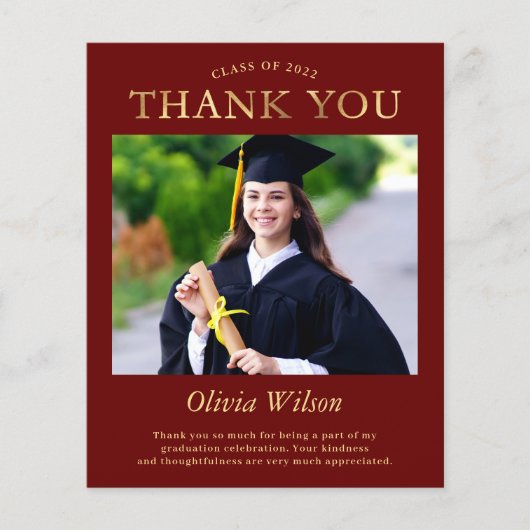 Budget Modern Red Gold Photo Afstuderen Hartelijk (Voorkant)