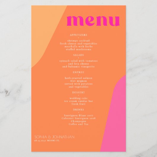 Budget modern retro abstract huwelijksmenu sjabloo flyer (Voorkant)