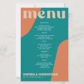 Budget modern retro groovy wedding menu template (Voorkant)