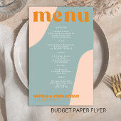 Budget modern retro groovy wedding menu template