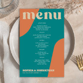 Budget modern retro groovy wedding menu template