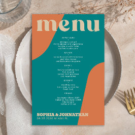 Budget modern retro groovy wedding menu template