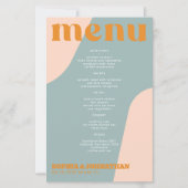 Budget modern retro groovy wedding menu template (Voorkant)