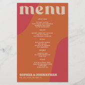Budget modern retro groovy wedding menu template (Voorkant)