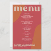 Budget modern retro groovy wedding menu template (Voorkant)