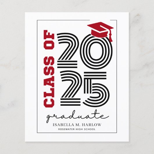 Budget Modern Retro Rood Zwart Afstudeerder Aankon (Voorkant)