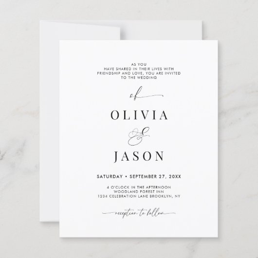 BUDGET Modern Romantisch Script Zwart Wit Trouwen (Voorkant)