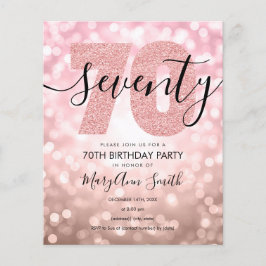 Budget Modern Roos Gold 70-jarige feestdag Uitnodi Flyer