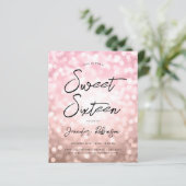 Budget Modern Roos Gouden Foto Sweet 16 Invite (Staand voorkant)