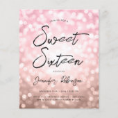Budget Modern Roos Gouden Foto Sweet 16 Invite (Voorkant)
