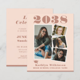 BUDGET Modern Roos Roze 4 Foto Eenvoudige uitnodig