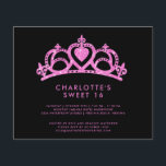 Budget Modern Roze Glitter Sweet 16 Verjaardagsfee Flyer<br><div class="desc">Budget Modern Pink Glitter Sweet 16 Birthday Party uitnodiging - met een sprankelende,  roze glitter tiara op een zwarte achtergrond. Uitnodiging biedt ook eenvoudige,  moderne typografie voor een minimalistische look. De achterkant van de uitnodiging coördineert roze glitter. Uitnodiging is onderdeel van een collectie.</div>