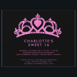 Budget Modern Roze Glitter Sweet 16 Verjaardagsfee Flyer<br><div class="desc">Budget Modern Pink Glitter Sweet 16 Birthday Party uitnodiging - met een sprankelende,  roze glitter tiara op een zwarte achtergrond. Uitnodiging biedt ook eenvoudige,  moderne typografie voor een minimalistische look. De achterkant van de uitnodiging coördineert roze glitter. Uitnodiging is onderdeel van een collectie.</div>