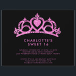 Budget Modern Roze Glitter Sweet 16 Verjaardagsfee Flyer<br><div class="desc">Budget Modern Pink Glitter Sweet 16 Birthday Party uitnodiging - met een sprankelende,  roze glitter tiara op een zwarte achtergrond. Uitnodiging biedt ook eenvoudige,  moderne typografie voor een minimalistische look. De achterkant van de uitnodiging coördineert roze glitter. Uitnodiging is onderdeel van een collectie.</div>