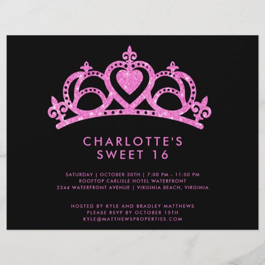 Budget Modern Roze Glitter Sweet 16 Verjaardagsfee Flyer (Voorkant)