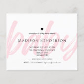 Budget Modern Roze Minimale Typografie Baby shower (Voorkant)
