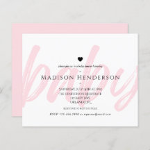 Budget Modern Roze Minimale Typografie Baby shower