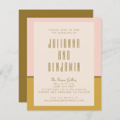 Budget Modern Roze Mosterard Wedding Invite (Voorkant / Achterkant)
