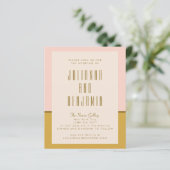 Budget Modern Roze Mosterard Wedding Invite (Staand voorkant)