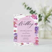 Budget Modern Roze Paarse Bloemen QR Code Huwelijk (Staand voorkant)