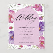 Budget Modern Roze Paarse Bloemen QR Code Huwelijk (Voorkant)
