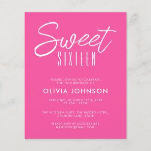 BUDGET Modern Roze Sweet Sixteen 16de verjaardag