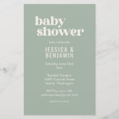 Budget Modern Sage Green Baby shower Foto uitnodig (Voorkant)