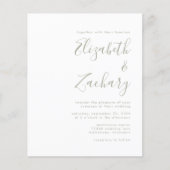 Budget Modern Sage Green Script Wedding Invitation (Voorkant)