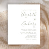 Budget Modern Sage Green Script Wedding Invitation
