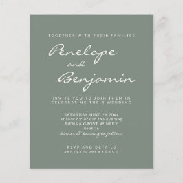 Budget Modern Sage Green Script Wedding Invite