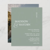 Budget Modern Sage Groen Monogram Foto Bruiloft (Voorkant / Achterkant)