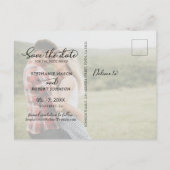 Budget Modern Script 3 Fotocollage De datum opslaa Aankondigingskaart (Achterkant)