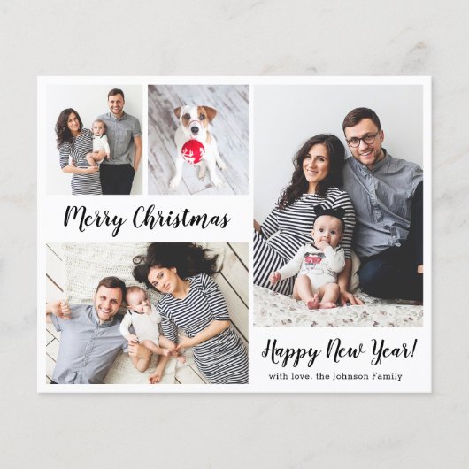 Budget Modern Script 5 Foto Kerst Kaarten (Voorkant)