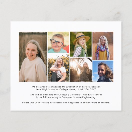 BUDGET Modern Script 8 Foto Eenvoudige aankondigin (Achterkant)