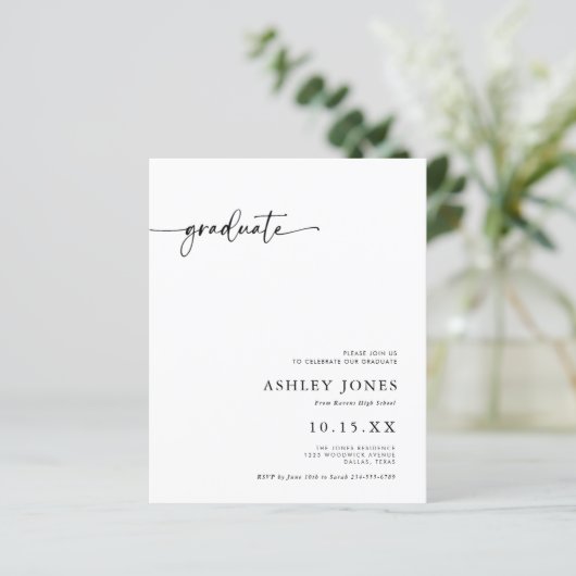 BUDGET Modern Script Afstuderen Afstudeerfeest (Staand voorkant)