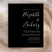 Budget Modern Script Black Wedding Invitation