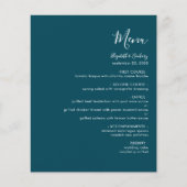 Budget Modern Script Blauwgroen Blauw Trouwmenu (Voorkant)