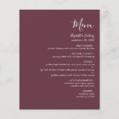 Budget Modern Script Bourgogne Wedding Menu (Voorkant)