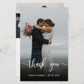 Budget Modern script bruiloft foto Hartelijk dank (Voorkant / Achterkant)