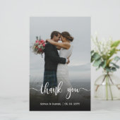 Budget Modern script bruiloft foto Hartelijk dank (Staand voorkant)