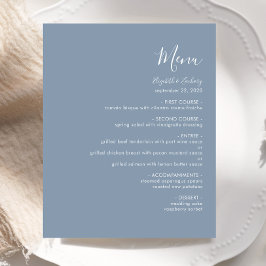 Budget Modern Script Dusty Blue Wedding Menu