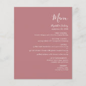 Budget Modern Script Dusty Roos Wedding Menu (Voorkant)