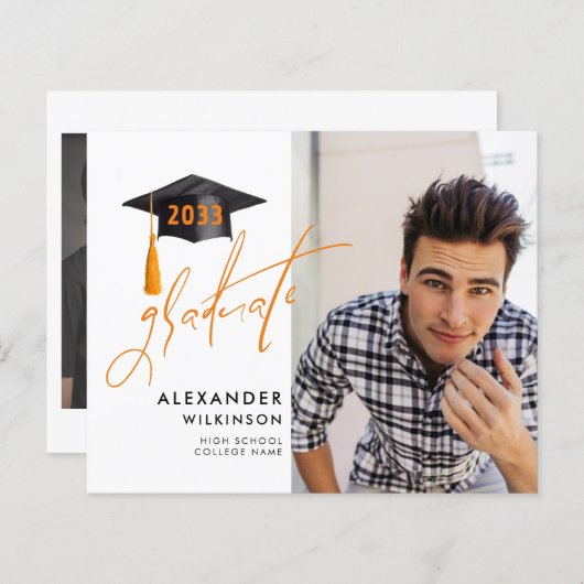 BUDGET Modern Script Eenvoudige foto AFSTUDEERDER  (Voorkant / Achterkant)