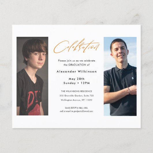 BUDGET Modern Script Eenvoudige foto AFSTUDEERDER  (Achterkant)