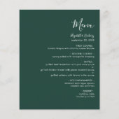 Budget Modern Script Emerald Green Wedding Menu (Voorkant)