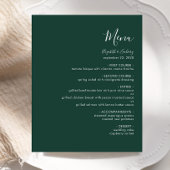 Budget Modern Script Emerald Green Wedding Menu