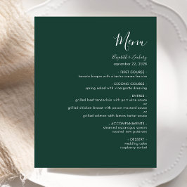 Budget Modern Script Emerald Green Wedding Menu